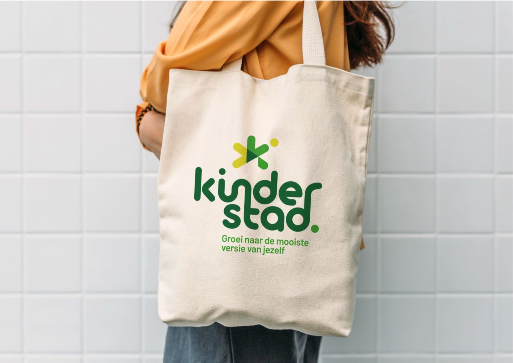 Tote bag met het Kinderstad-logo en pay-off.